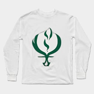 Fire Emerald Green Shadow Silhouette Anime Style Collection No. 289 Long Sleeve T-Shirt